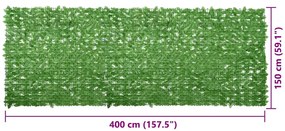 zöld leveles erkélyparaván 400 x 150 cm
