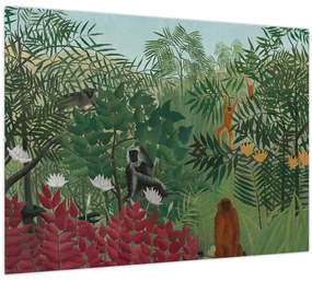 Üveg kép - Henri Rousseau, Tropical Forest with Monkeys, reprodukciók (70x50 cm)