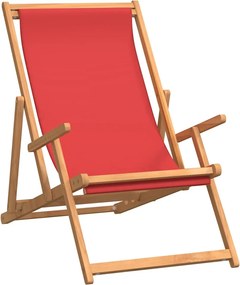 vidaXL piros tömör tíkfa összecsukható strandszék