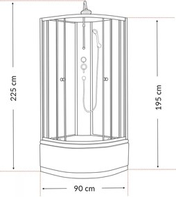 Karolino 90 black mélytálcás zuhanykabin