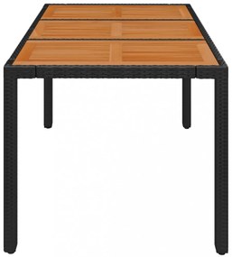 fekete polyrattan falapos kerti asztal 150 x 90 x 75 cm