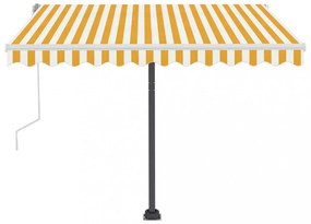 sárga és fehér kézzel kihúzható LED-es napellenző 350 x 250 cm