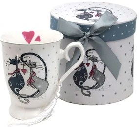 Szerelmes macskás porcelán bögre díszdobozban - 330 ml