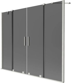 Mexen Velar Duo, 2 szárnyas eltolható kádparaván 200 x 150 cm, 8mm szürke üveg, csiszolt acél, 896-200-000-42-97