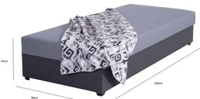 Kárpitozott heverő JACOB XL, tárolóval, teherbírás 130 kg, 90x200 cm, szürke