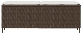Barna polyrattan kerti pad párnával 110x30x40,5 cm