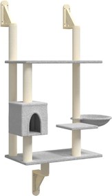 vidaXL világosszürke falra szerelhető kaparófa 153 cm