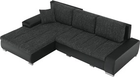 Sarokülőgarnitúra, fekete/fekete melír, TRAMP