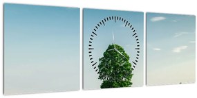 Egy fa képe egy rét közepén (órával) (90x30 cm)