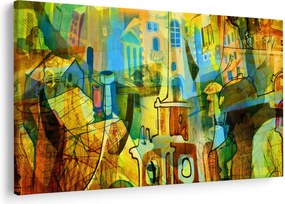 Kép - Építészet, kubista absztrakció (90x60 cm)
