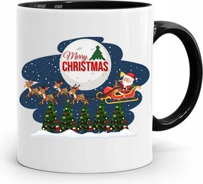 Fekete Karácsonyi Bögre Mikulásra, fényképes nyomtatással