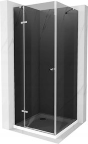Mexen Roma, zuhanykabin egyszárnyú ajtóval 70 (ajtó) x 70 (fali) cm, 6mm szürke üveg, króm profil + vékony zuhanytálca 5 cm fehér, 854-070-070-01-40-…