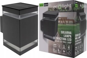 Napelemes Homlokzati Lámpa Kerti Fali Lámpa Led SOE-14S IP44 Fekete Szürke