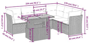 7 részes bézs polyrattan kerti ülőgarnitúra párnákkal