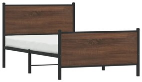 barna tölgy színű fém ágykeret matrac nélkül 100 x 200 cm