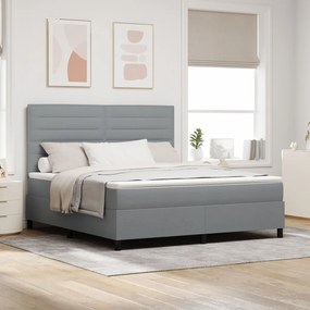 Boxspring ágy matraccal világosszürke szövet
