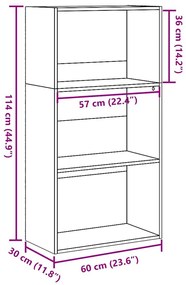 betonszürke szerelt fa könyvespolc 60 x 30 x 114 cm