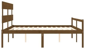 mézbarna tömör fa ágy időseknek fejtámlával 200x200 cm