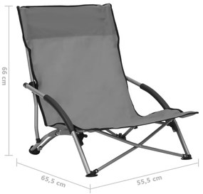 2 db összecsukható szürke szövet strandszék