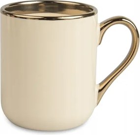 Elegáns Krémszínű Bögre Arany Kerámia Nyéllel 330ML Minták