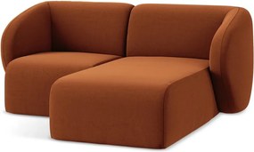 Terrakotta színű bársony sarokkanapé (jobb oldali-heverő résszel) Lani – Makamii