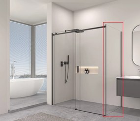 Erga Lynn, tömör fal zuhanyzóhoz 80x195 cm, 8mm átlátszó üveg, fekete profil, ERG-V02-LYNN-G080-CL-BK