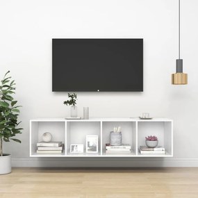 fehér szerelt fa falra szerelhető TV-szekrény 37x37x142,5 cm
