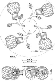 Globo 54113-4D - Felületre szerelhető csillár LALLY 4xE27/40W/230V