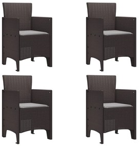 Kerti Székek Párnákkal 4 db Barna Poli Rattan