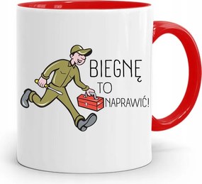 Piros Bögre Szerelőnek Futok Megjavítani fényképes nyomattal