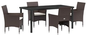 vidaXL Kert étkező szett párnával 5 pcs Barna polirattan