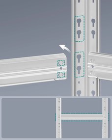 Nagy Teherbírású Tároló Polcok, 2 db-os, Garázs Polcrendszer, 40 x 90 x 180 cm, Ezüst
