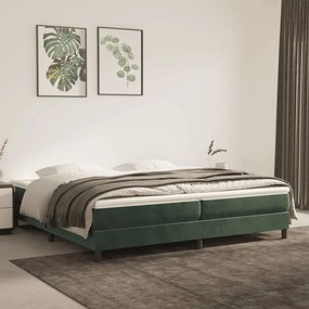 Sötétzöld bársony rugós ágy matraccal 200x200 cm