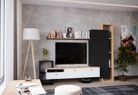 Nappali fal, fekete/fehér/arany craft tölgy, DENISO