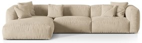 Bézs bársony moduláris sarokkanapé (bal oldali-heverő résszel) Martina – Micadoni