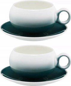 2x Csésze Csészealj Kerámia 250 ml eszpresszó kávéhoz smaragd tea
