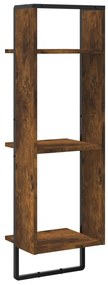 3 szintes füstös tölgy színű szerelt fa fali polc 30x25x100 cm