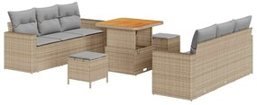 vidaXL Kerti Kanapé Szett 9 pcs Bézs polirattan