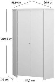 Sarok ruhásszekrény Ethan 2D (fehér). 1052917