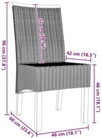 2 db barna természetes rattan étkezőszék