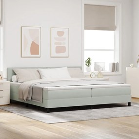 Boxspring Ágy Matraccal Világosszürke 200x200 cm Bársony