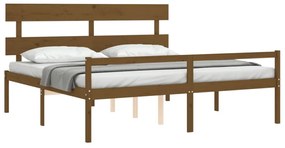 mézbarna tömör fa ágy időseknek fejtámlával 200x200 cm