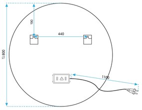 Tutumi Rea, LED fürdőszobai tükör 80cm átmérővel, 3 szín, bluetooth, FFJ 80cm, HOM-06500