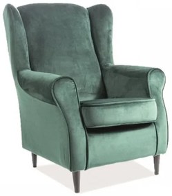 Relax fotel, zöld bársony / wenge, BARON VELVET