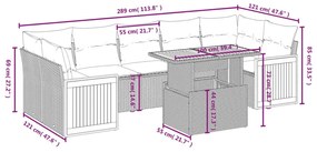 8-részes szürke polyrattan kerti ülőgarnitúra párnákkal