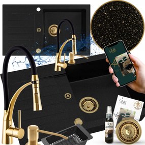 Gránit Mosogató Egykamrás Csepegtető Csaptelep adagoló szifon