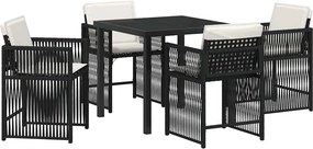 vidaXL Kert étkező szett 5 pcs Fekete polirattan
