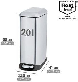Ezüstszínű rozsdamentes acél pedálos szemetes 20 l Design – Wenko