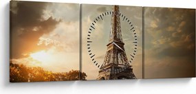 Kép - Eiffel-torony, Párizs, Franciaország (órával) (90x30 cm)