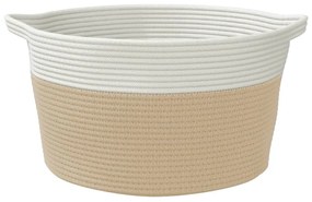 bézs és fehér pamut tárolókosár Ø40 x 25 cm